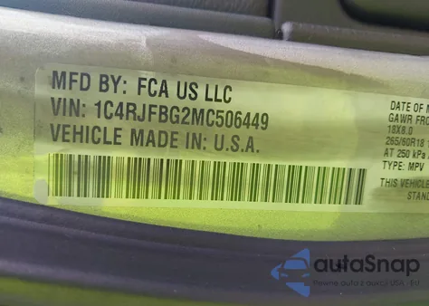 2021 Jeep Grand Cherokee Limited 4X4 из США, поврежденный, VIN 1C4RJFBG2MC506449